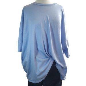 Plus Size Boyfriend T Shirt Womens Oversized Drop Shoulder Sky Blue 1X 2X 3X